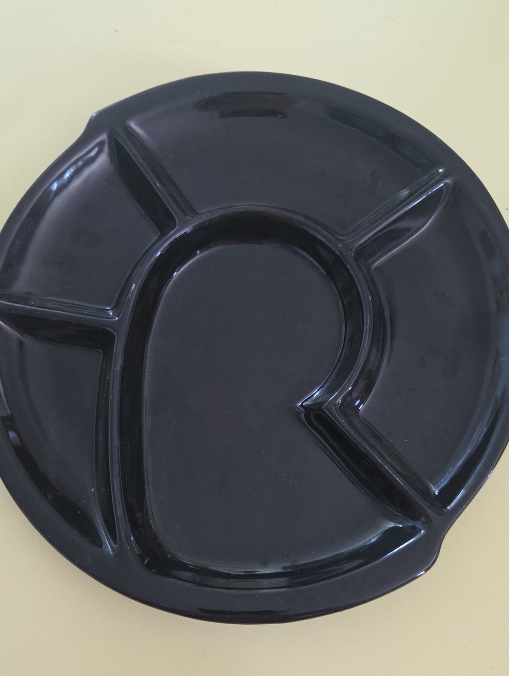 11" Black Glass Divided Serving Platter